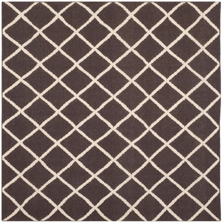 Safavieh Dhurries Hand Woven Flat Weave Square Area Rug, Brown and Ivory - 6 x 6 ft. DHU565C-6SQ